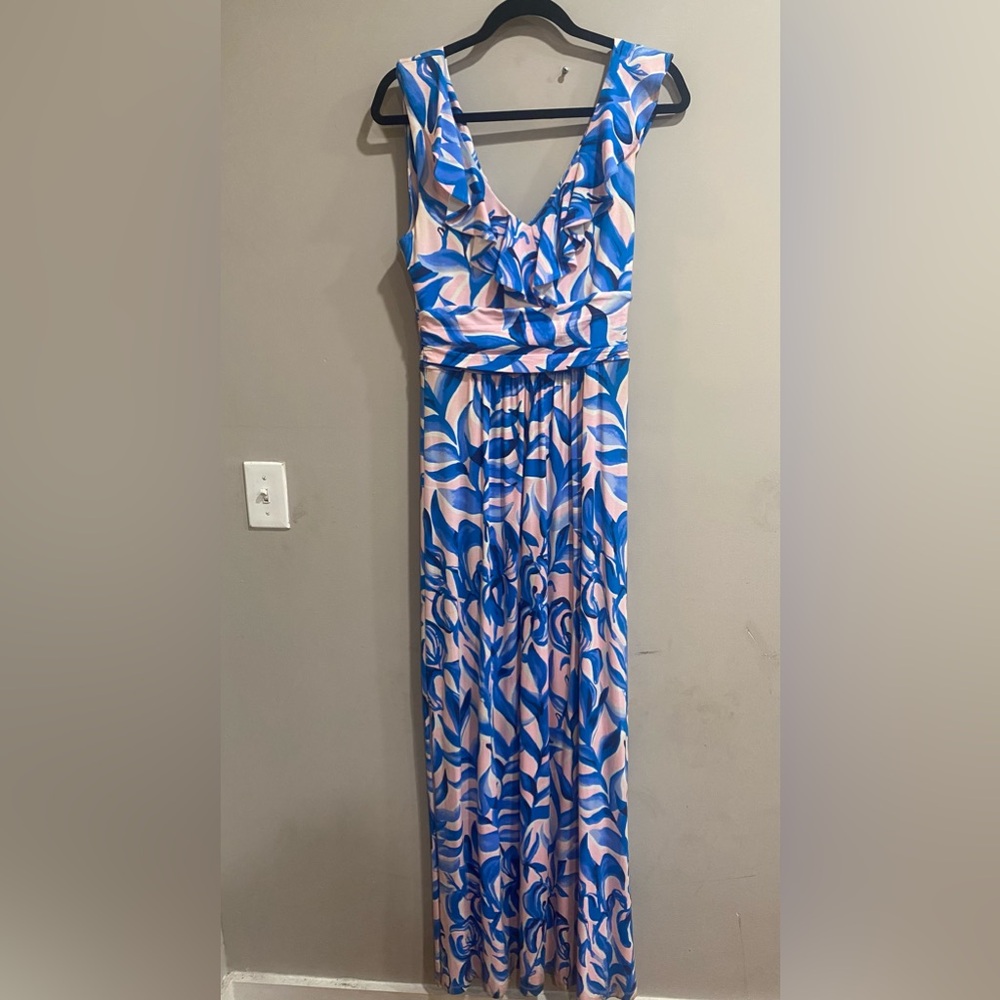Lilly Pulitzer Blue and Pink Maxi Dress